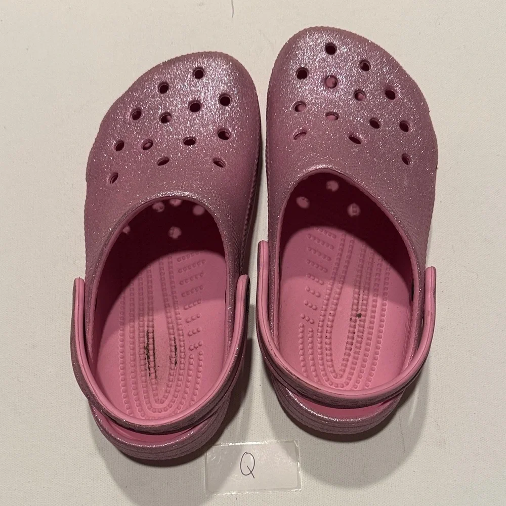 CROCS Kids Shimmery Rose Pink Clog Sandals - Picture 3 of 4